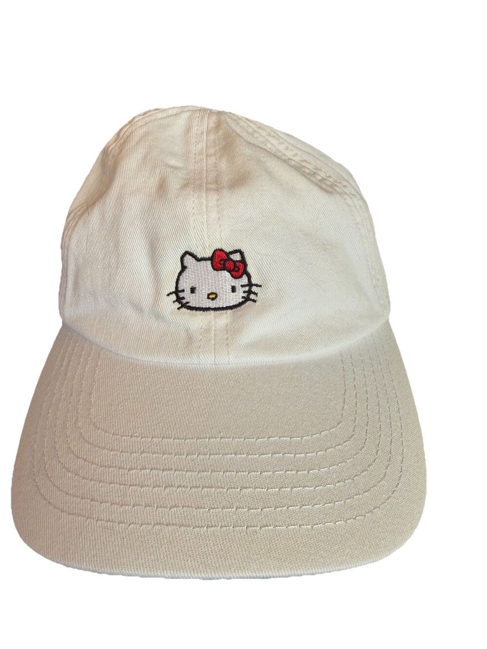 LazyOaf X Hello Kitty Womens White Cap Red Bow Tie Embroidered Hello Kitty Front